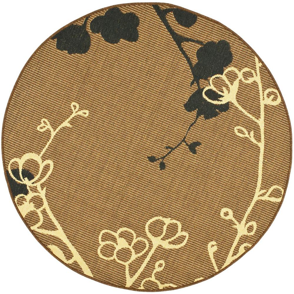 COURTYARD, BROWN NATURAL / BLACK, 5'-3" X 5'-3" Round, Area Rug. Picture 1