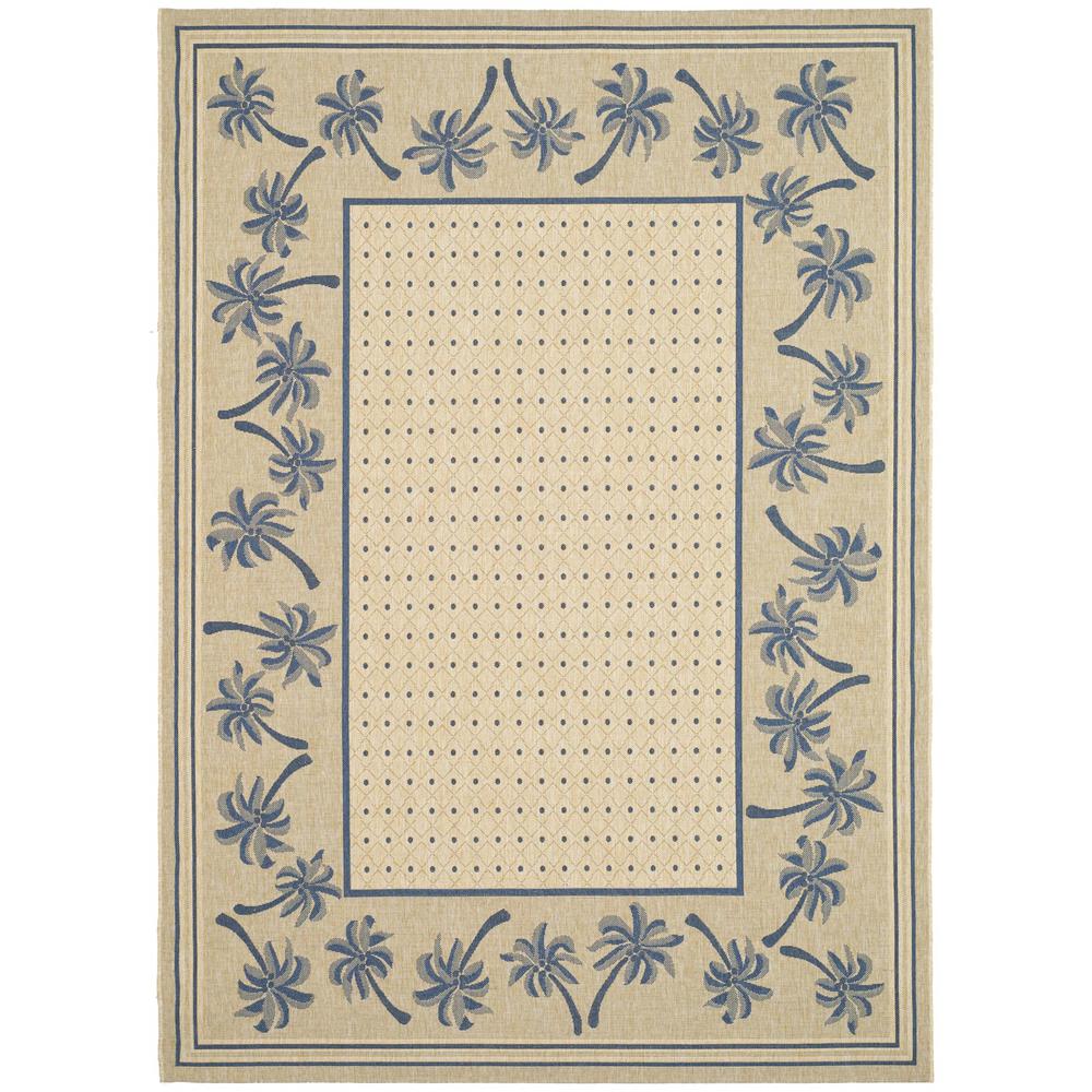 COURTYARD, IVORY / BLUE, 8' X 11', Area Rug. Picture 1