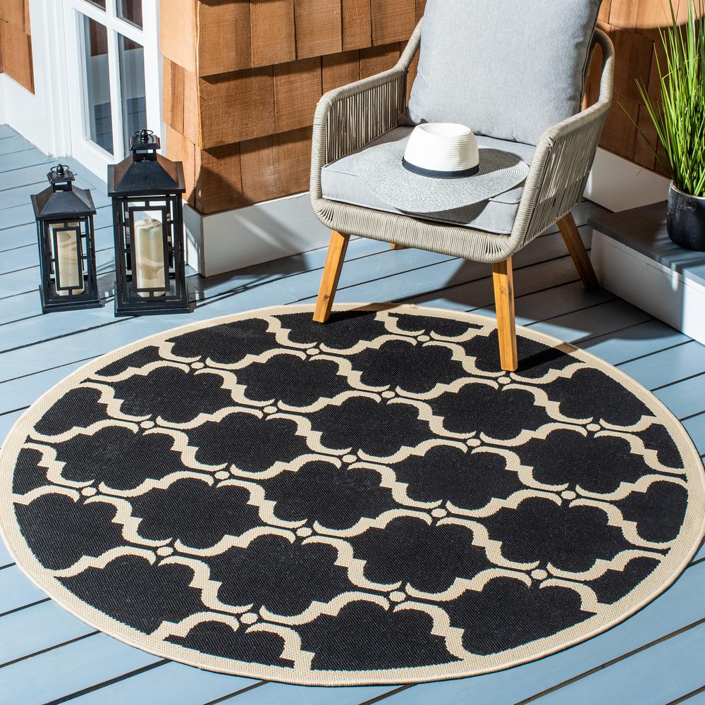 COURTYARD, BLACK / BEIGE, 5'-3" X 5'-3" Round, Area Rug, CY6009-226-5R. Picture 3