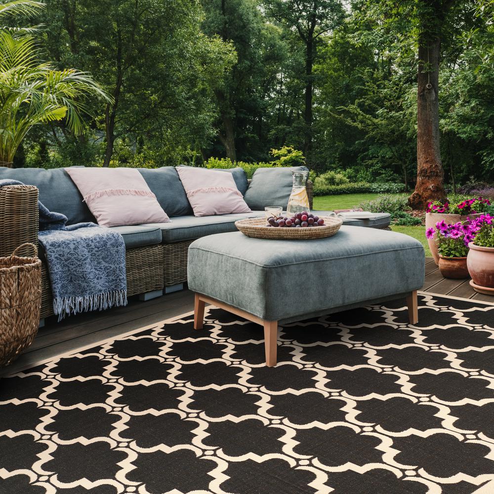 COURTYARD, BLACK / BEIGE, 8' X 11', Area Rug, CY6009-226-8. Picture 2