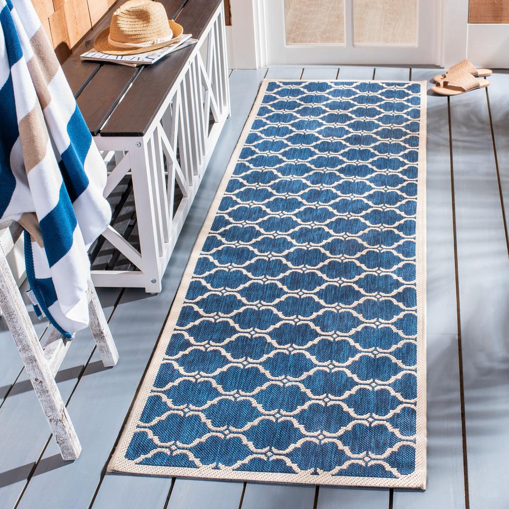 COURTYARD, NAVY / BEIGE, 2'-3" X 8', Area Rug, CY6009-268-28. Picture 1