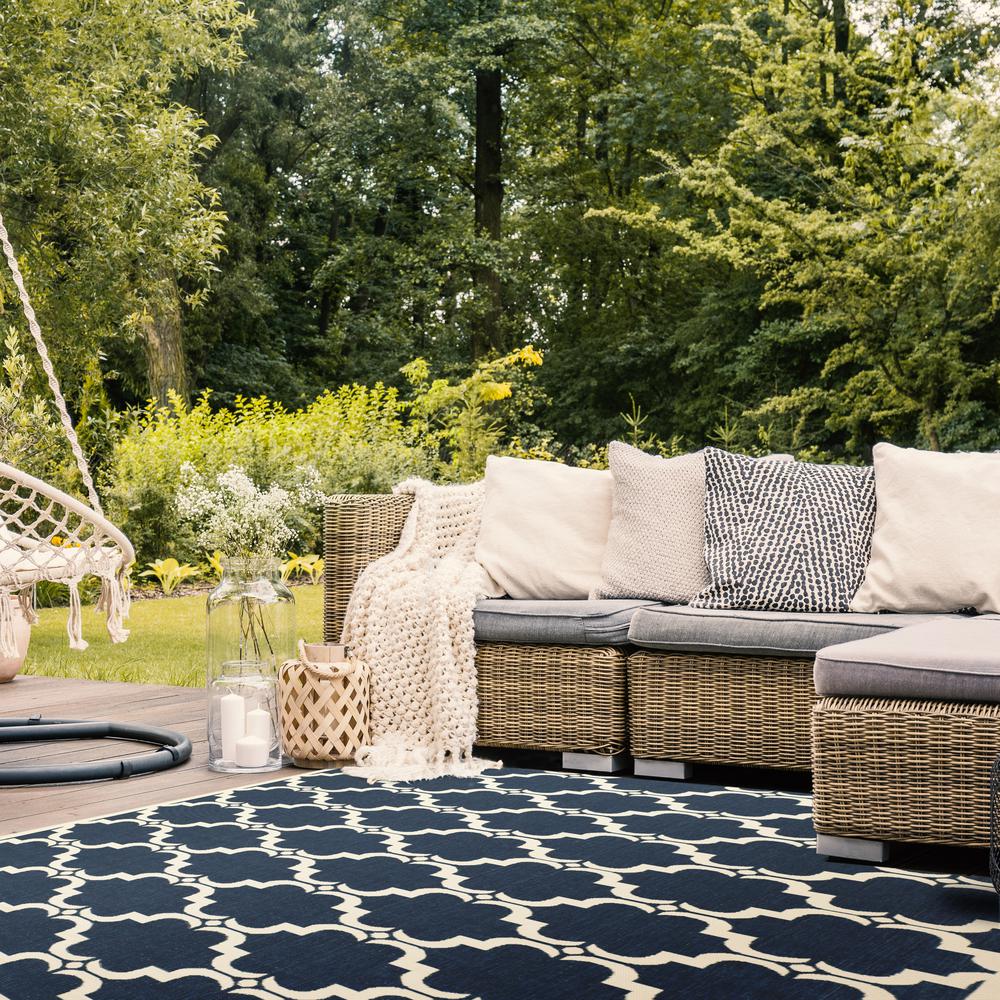COURTYARD, NAVY / BEIGE, 8' X 11', Area Rug, CY6009-268-8. Picture 2