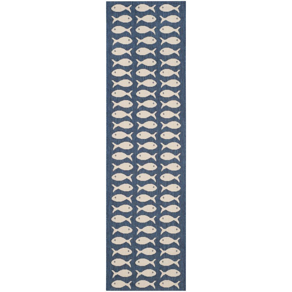 COURTYARD, NAVY / BEIGE, 2'-3" X 8', Area Rug, CY6013-268-28. Picture 1