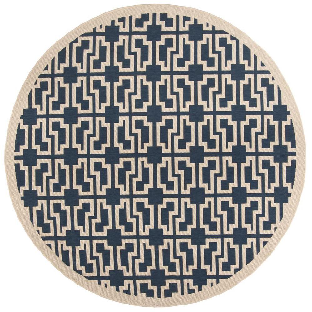 COURTYARD, NAVY / BEIGE, 7'-10" X 7'-10" Round, Area Rug, CY6015-268-8R. Picture 1
