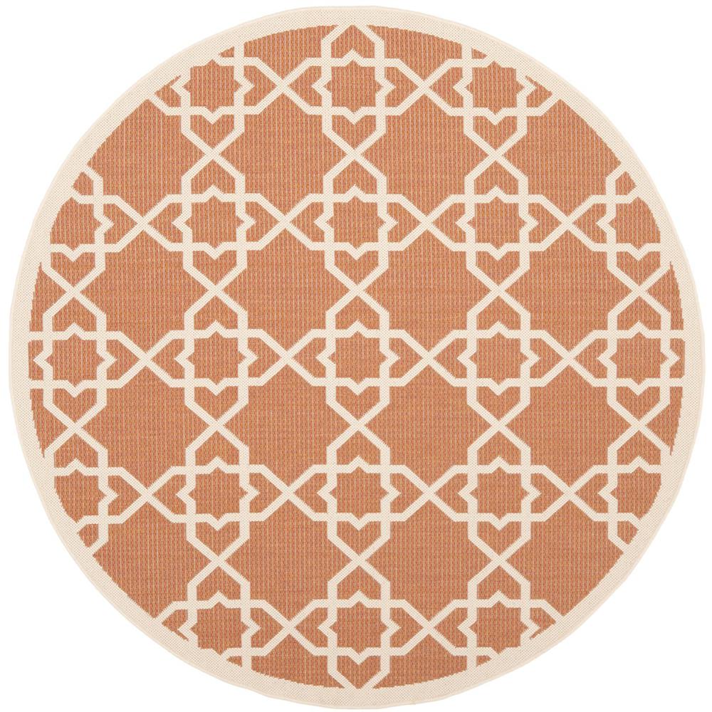 COURTYARD, TERRACOTTA / BEIGE, 5'-3" X 5'-3" Round, Area Rug. Picture 1