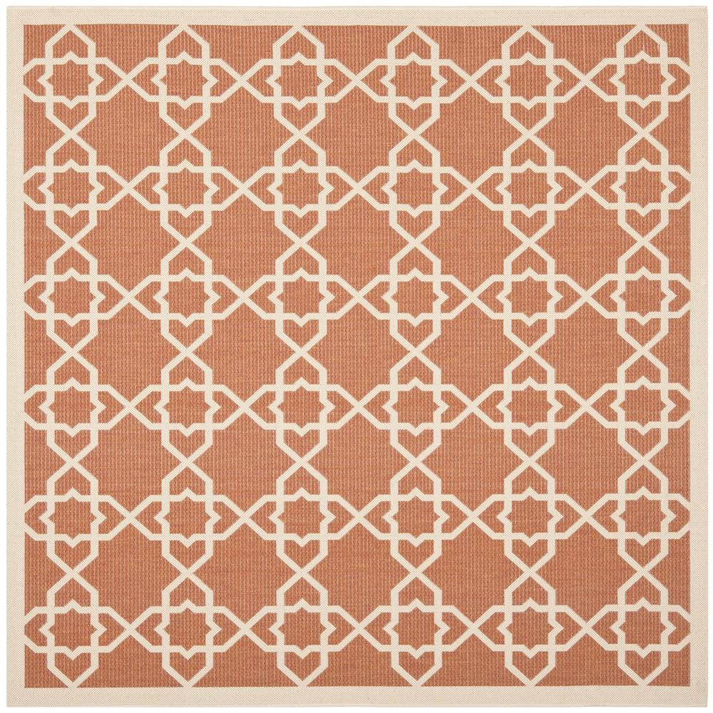 COURTYARD, TERRACOTTA / BEIGE, 6'-7" X 6'-7" Square, Area Rug. Picture 1
