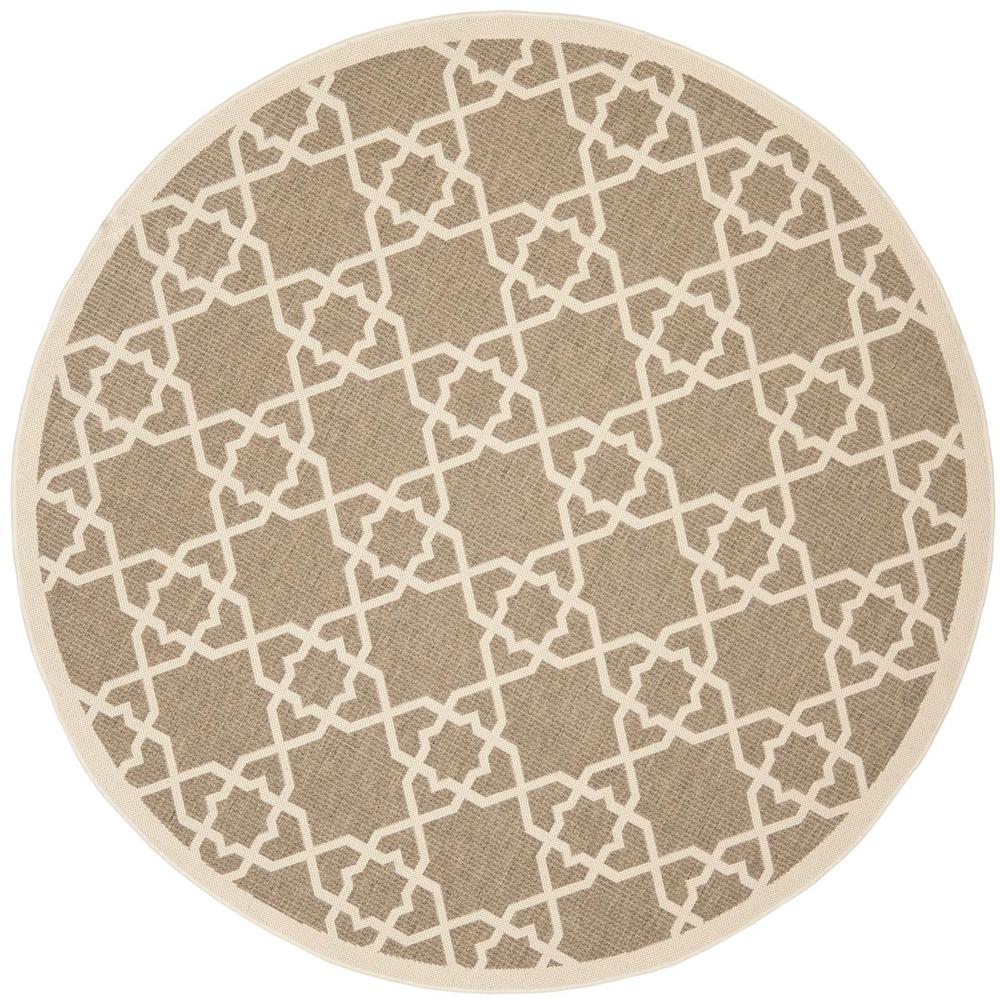 COURTYARD, BROWN / BEIGE, 5'-3" X 5'-3" Round, Area Rug. Picture 1