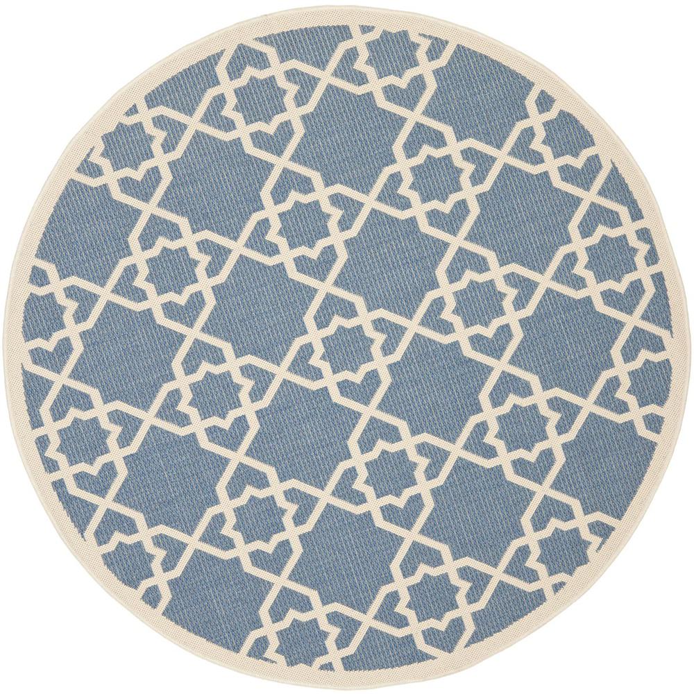 COURTYARD, BLUE / BEIGE, 5'-3" X 5'-3" Round, Area Rug, CY6032-243-5R. Picture 1