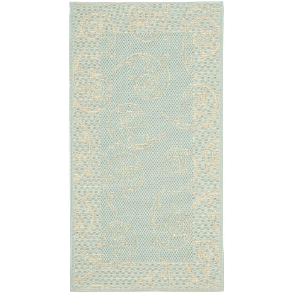 COURTYARD, AQUA / CREAM, 2'-7" X 5', Area Rug, CY6108-25-3. Picture 1