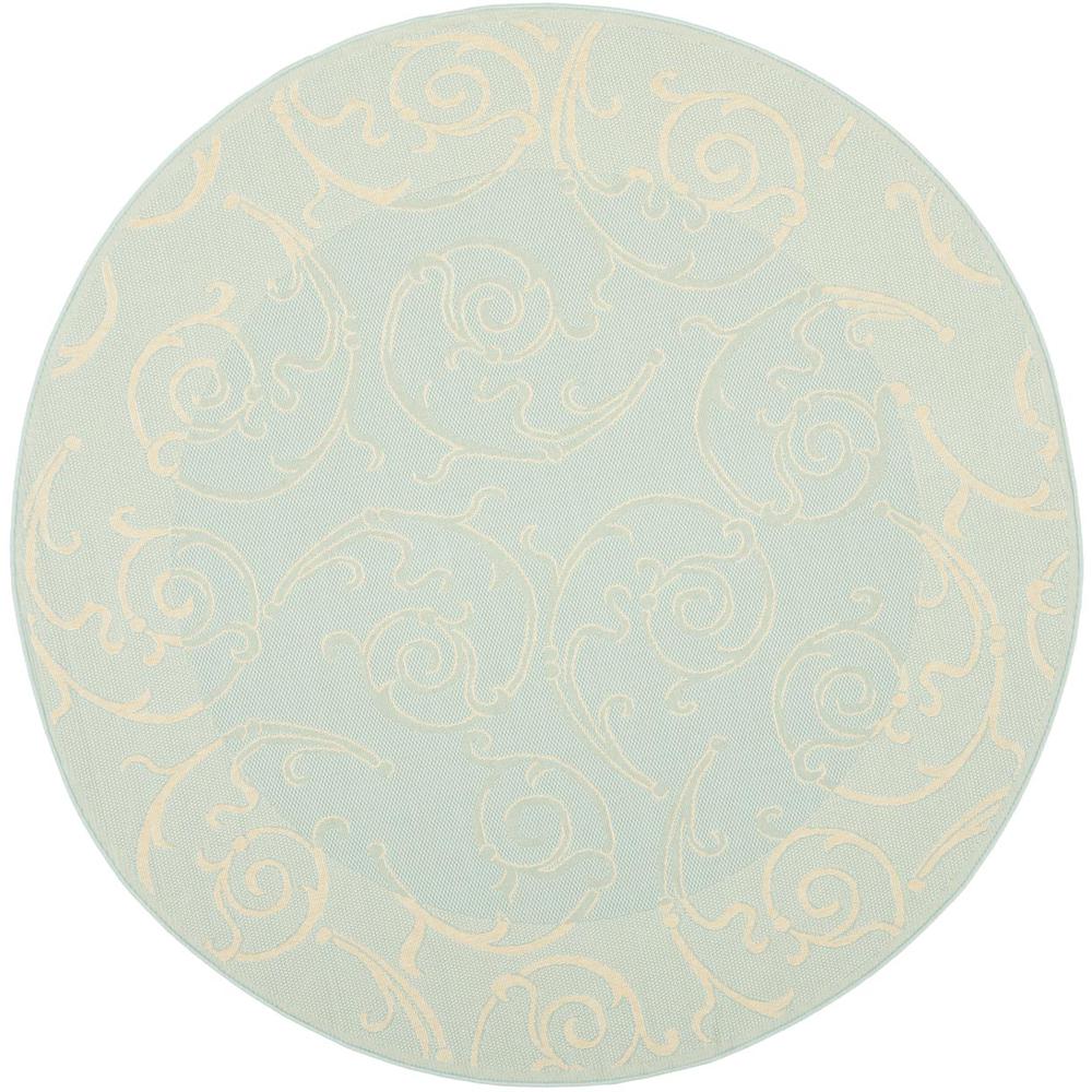 COURTYARD, AQUA / CREAM, 6'-7" X 6'-7" Round, Area Rug, CY6108-25-7R. Picture 1