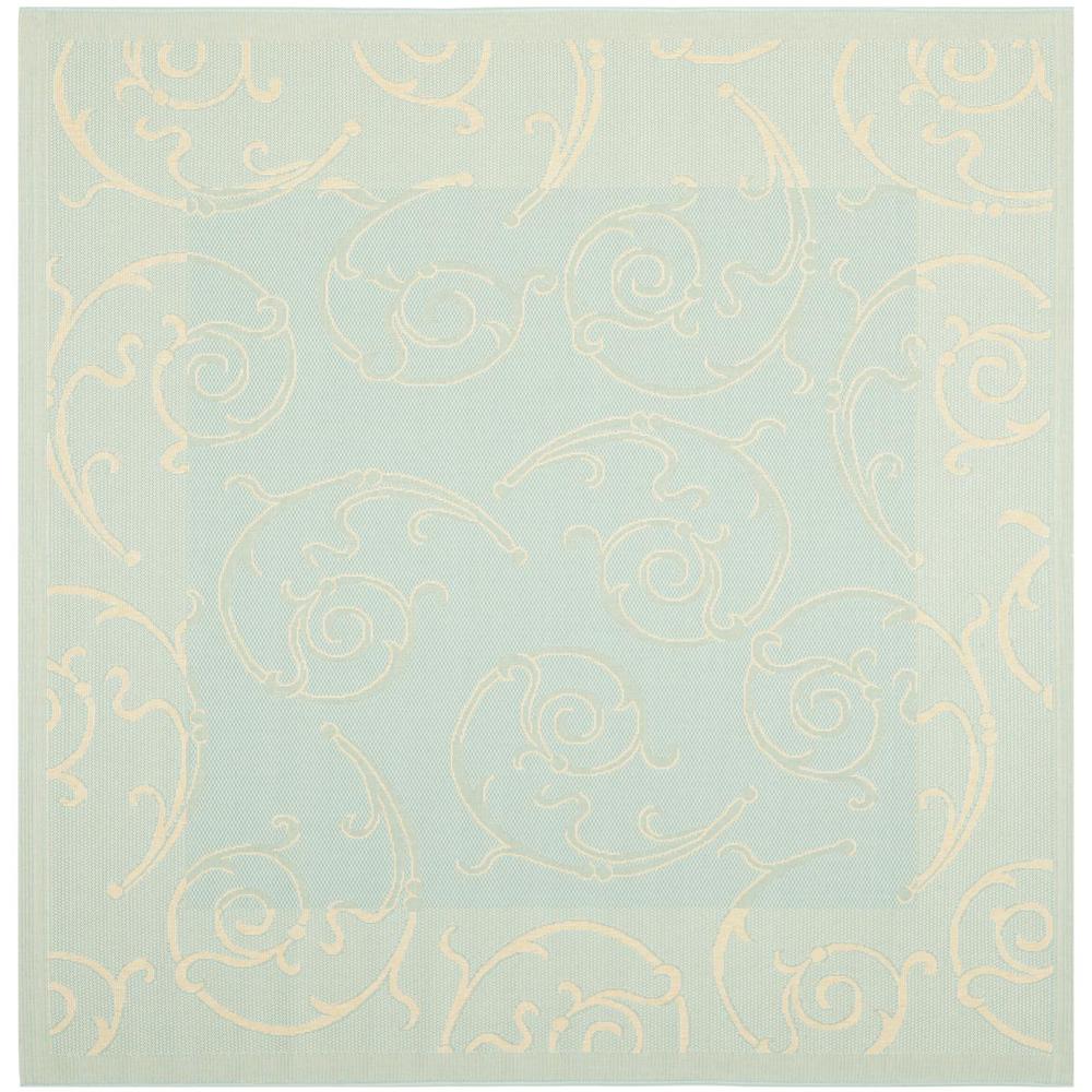 COURTYARD, AQUA / CREAM, 6'-7" X 6'-7" Square, Area Rug, CY6108-25-7SQ. Picture 1