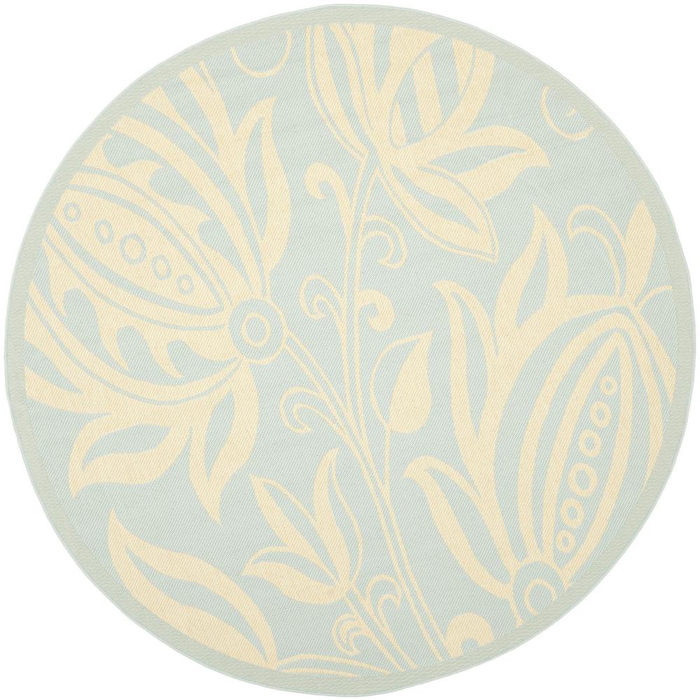 COURTYARD, AQUA / CREAM, 6'-7" X 6'-7" Round, Area Rug, CY6109-25-7R. Picture 1