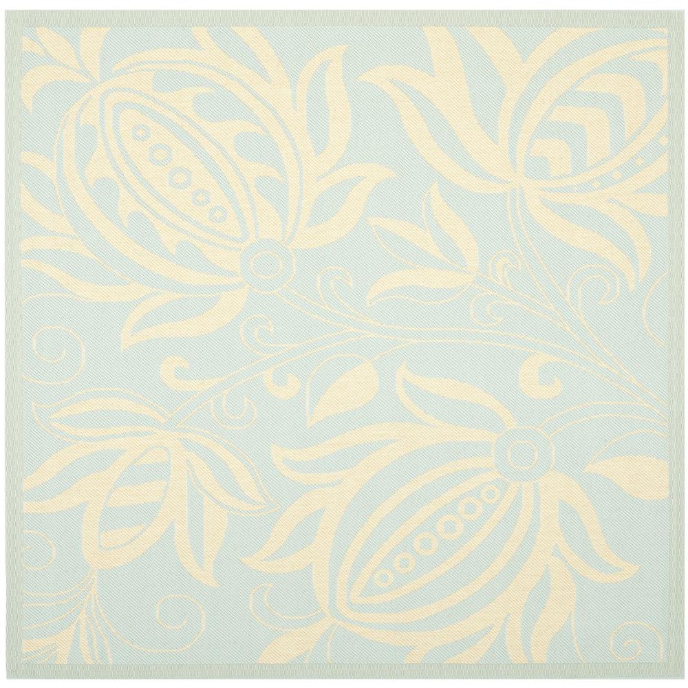 COURTYARD, AQUA / CREAM, 6'-7" X 6'-7" Square, Area Rug, CY6109-25-7SQ. Picture 1