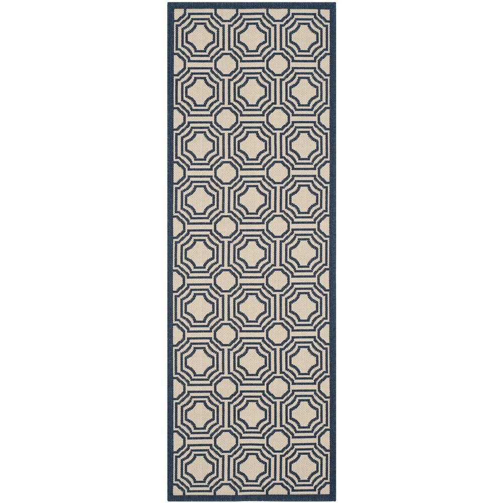 COURTYARD, BEIGE / NAVY, 2'-3" X 6'-7", Area Rug, CY6112-258-27. Picture 1