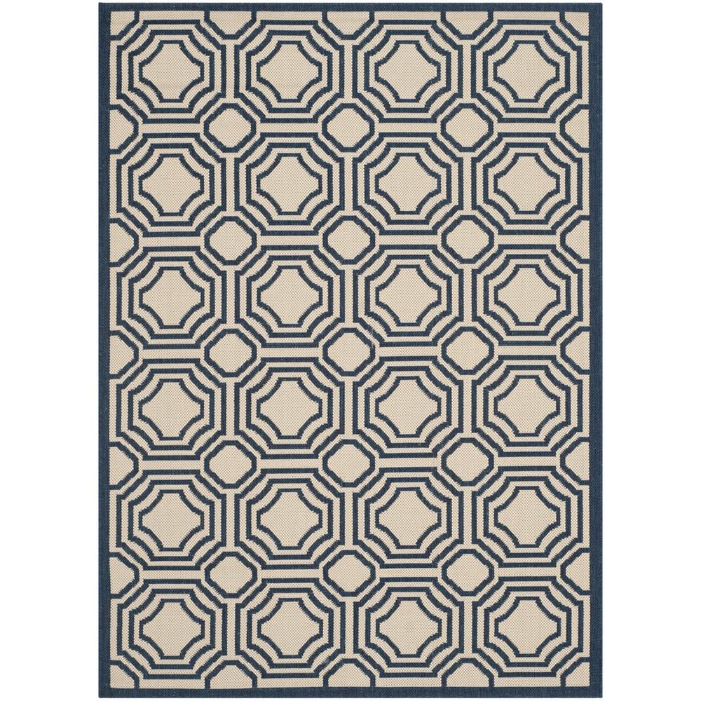 COURTYARD, BEIGE / NAVY, 4' X 5'-7", Area Rug, CY6112-258-4. Picture 1