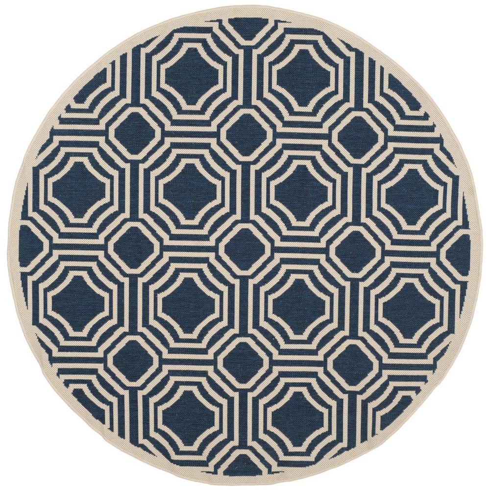 COURTYARD, NAVY / BEIGE, 5'-3" X 5'-3" Round, Area Rug, CY6112-268-5R. Picture 1
