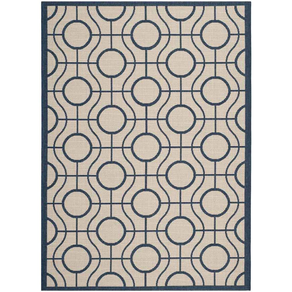 COURTYARD, BEIGE / NAVY, 4' X 5'-7", Area Rug, CY6115-258-4. Picture 1