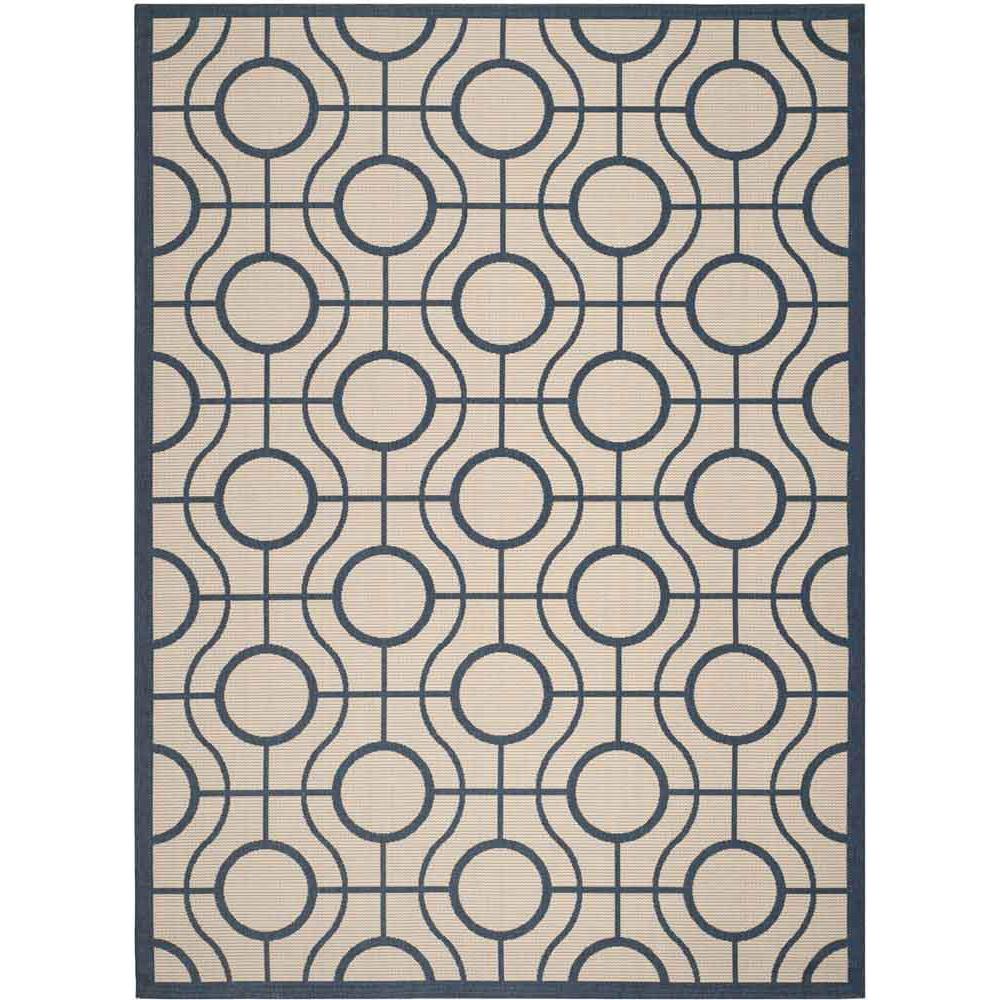 COURTYARD, BEIGE / NAVY, 8' X 11', Area Rug, CY6115-258-8. Picture 1