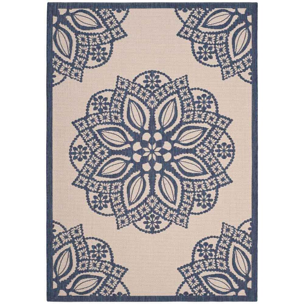 COURTYARD, BEIGE / NAVY, 8' X 11', Area Rug, CY6139-258-8. Picture 1
