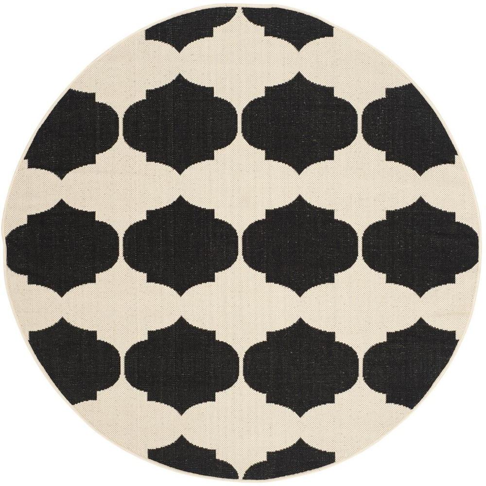 COURTYARD, BEIGE / BLACK, 5'-3" X 5'-3" Round, Area Rug, CY6162-256-5R. Picture 1