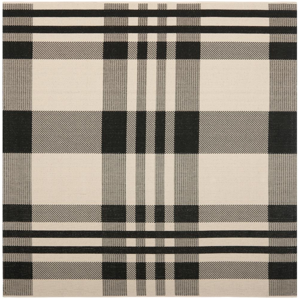 COURTYARD, BLACK / BONE, 6'-7" X 6'-7" Square, Area Rug, CY6201-216-7SQ. Picture 1