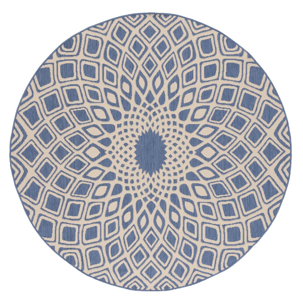 COURTYARD, BLUE / BEIGE, 6'-7" X 6'-7" Round, Area Rug, CY6616-23321-7R. Picture 1