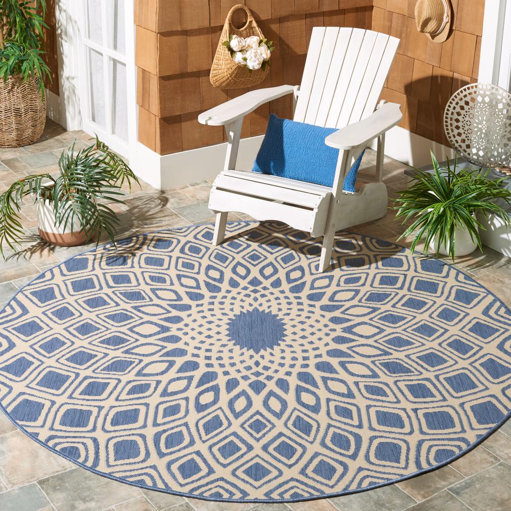 COURTYARD, BLUE / BEIGE, 6'-7" X 6'-7" Round, Area Rug, CY6616-23321-7R. Picture 3