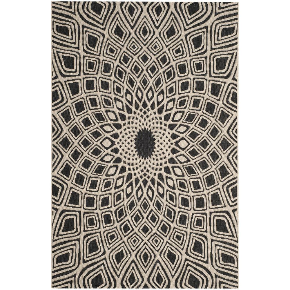 COURTYARD, BLACK / BEIGE, 5'-3" X 7'-7", Area Rug, CY6616-25621-5. Picture 1