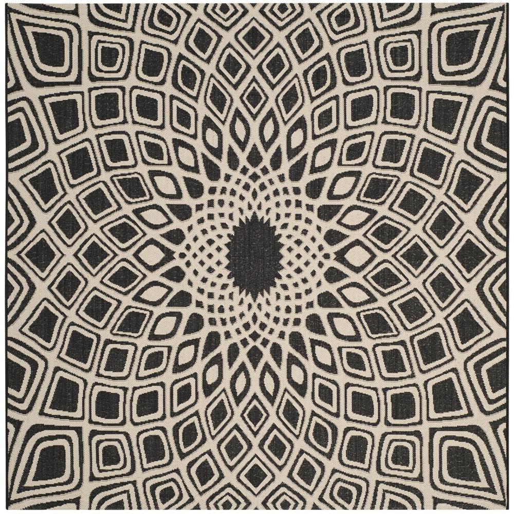 COURTYARD, BLACK / BEIGE, 6'-7" X 6'-7" Square, Area Rug, CY6616-25621-7SQ. Picture 1