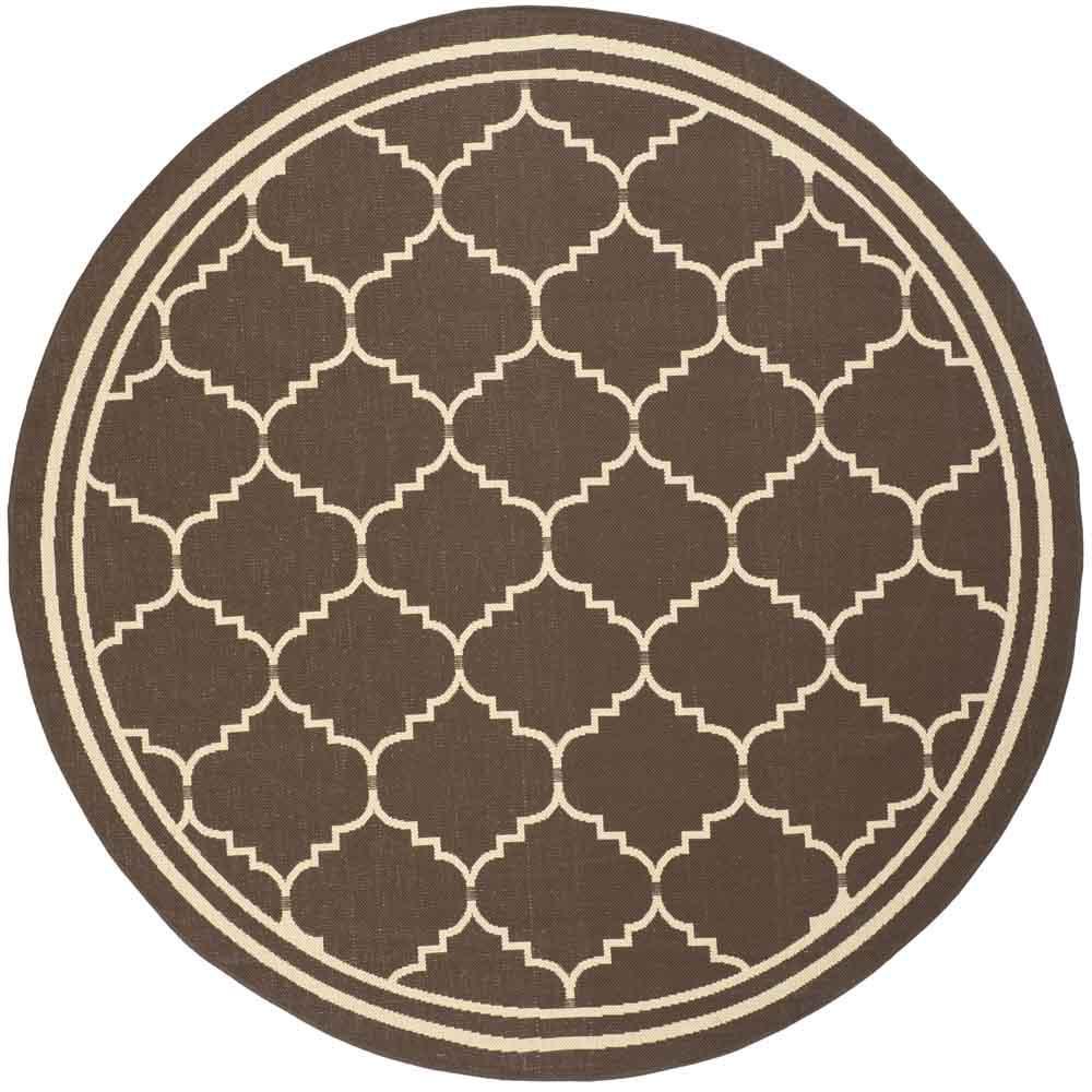 COURTYARD, CHOCOLATE / CREAM, 6'-7" X 6'-7" Round, Area Rug. Picture 1
