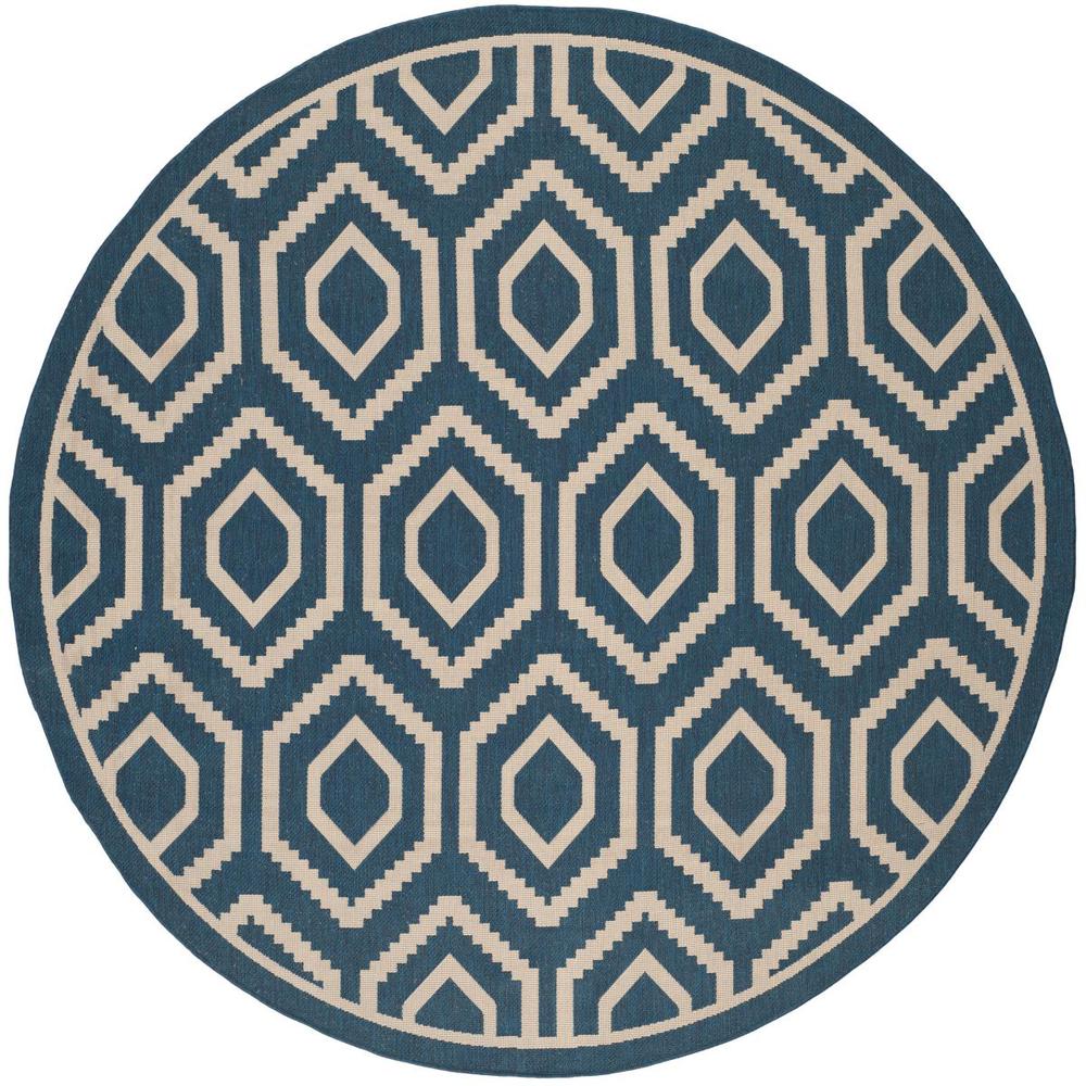 COURTYARD, NAVY / BEIGE, 7'-10" X 7'-10" Round, Area Rug, CY6902-268-8R. Picture 1