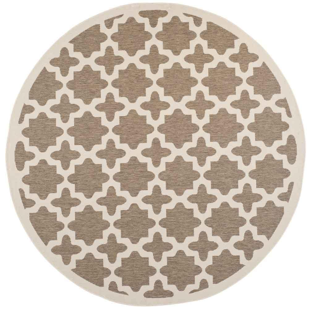 COURTYARD, BROWN / BONE, 7'-10" X 7'-10" Round, Area Rug, CY6913-242-8R. Picture 1