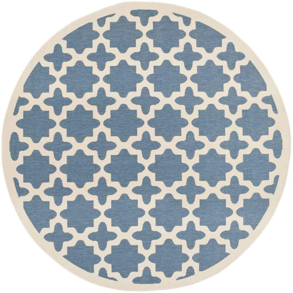 COURTYARD, BLUE / BEIGE, 5'-3" X 5'-3" Round, Area Rug, CY6913-243-5R. Picture 1