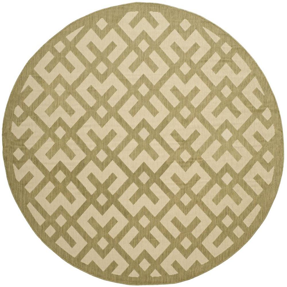 COURTYARD, BEIGE / GREEN, 6'-7" X 6'-7" Round, Area Rug. Picture 1