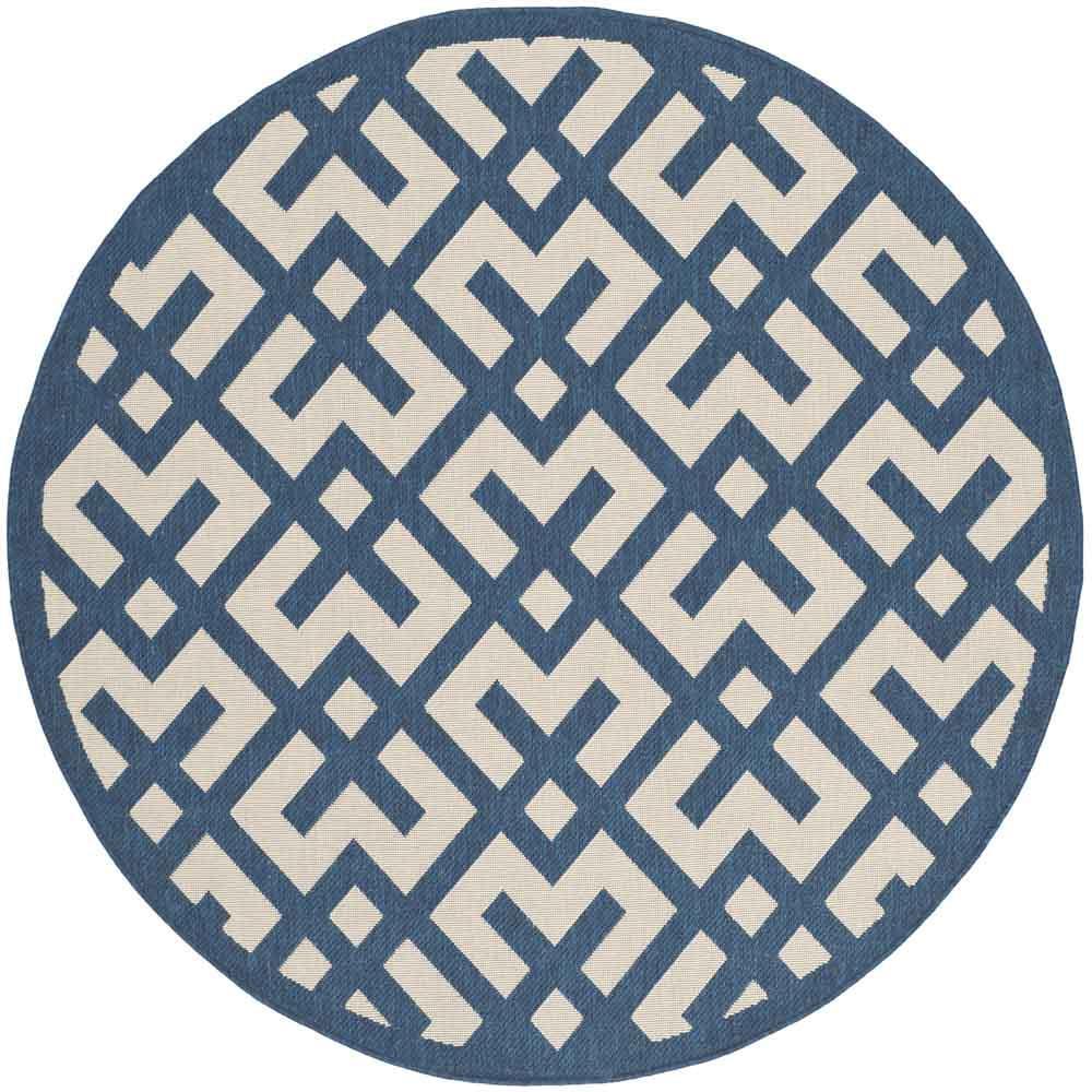 COURTYARD, NAVY / BEIGE, 5'-3" X 5'-3" Round, Area Rug, CY6915-268-5R. Picture 1