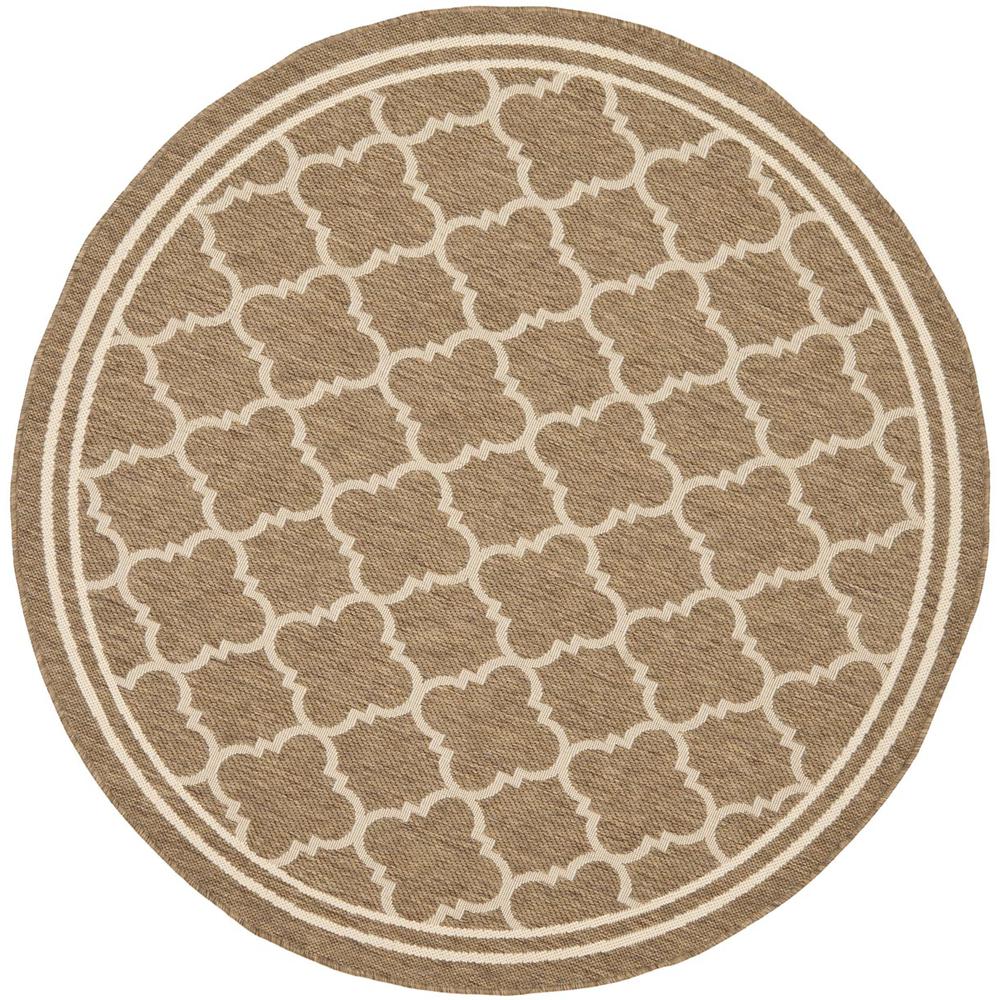 COURTYARD, BROWN / BONE, 4' X 4' Round, Area Rug. Picture 1