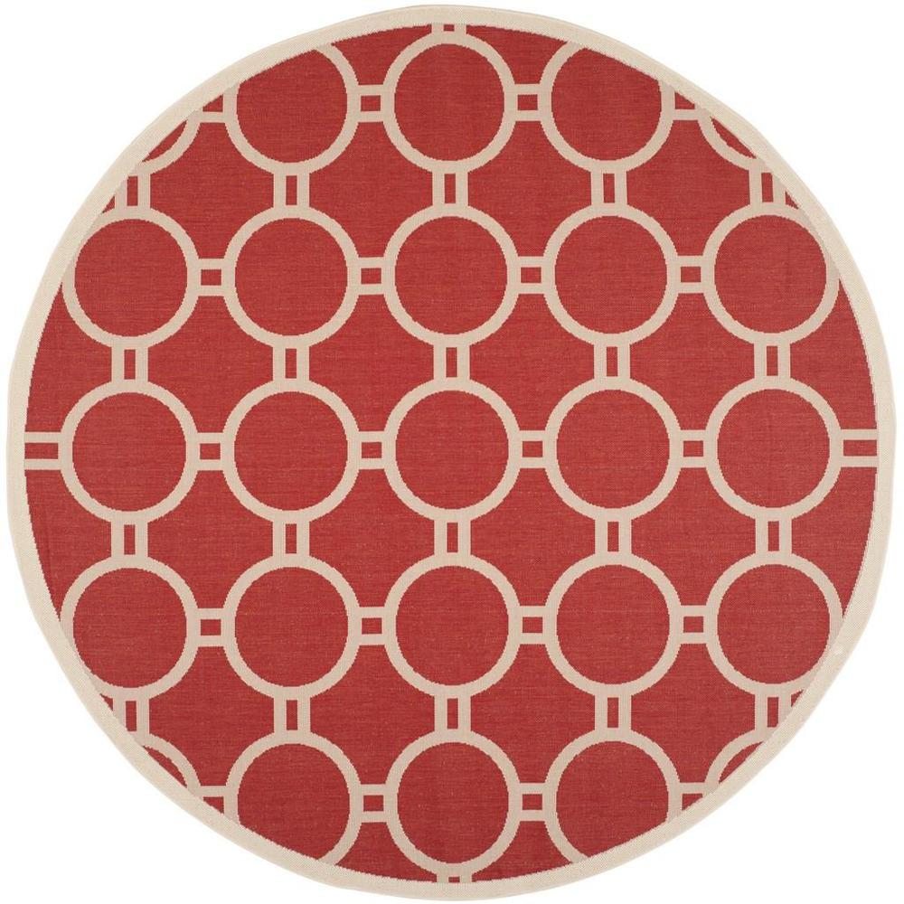 COURTYARD, RED / BONE, 7'-10" X 7'-10" Round, Area Rug, CY6924-248-8R. Picture 1