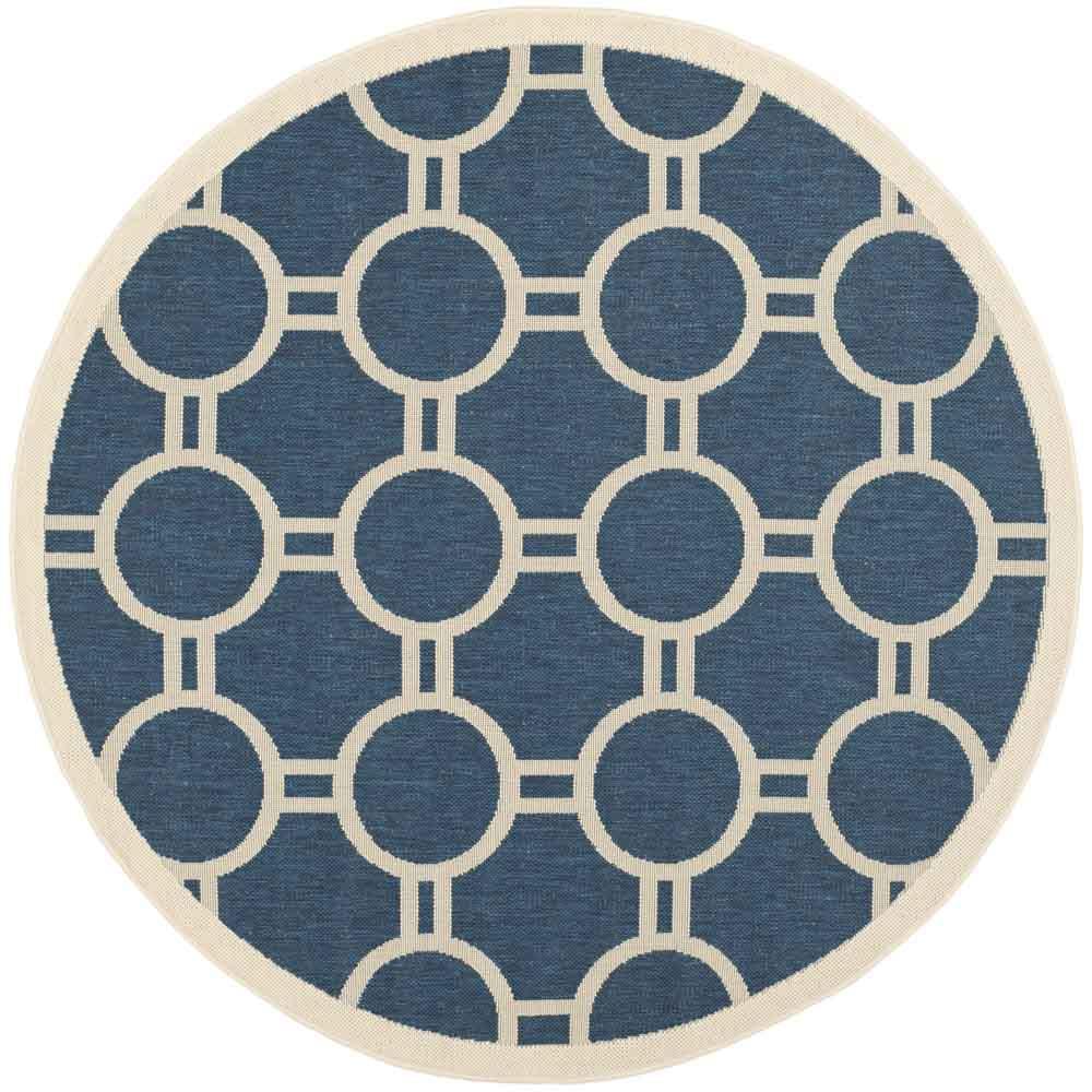 COURTYARD, NAVY / BEIGE, 5'-3" X 5'-3" Round, Area Rug, CY6924-268-5R. Picture 1
