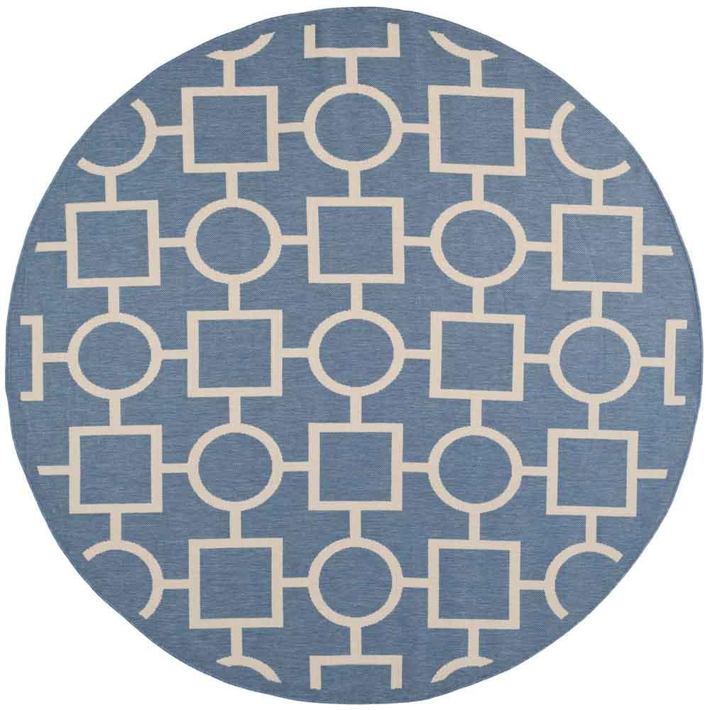 COURTYARD, BLUE / BEIGE, 7'-10" X 7'-10" Round, Area Rug, CY6925-243-8R. Picture 1