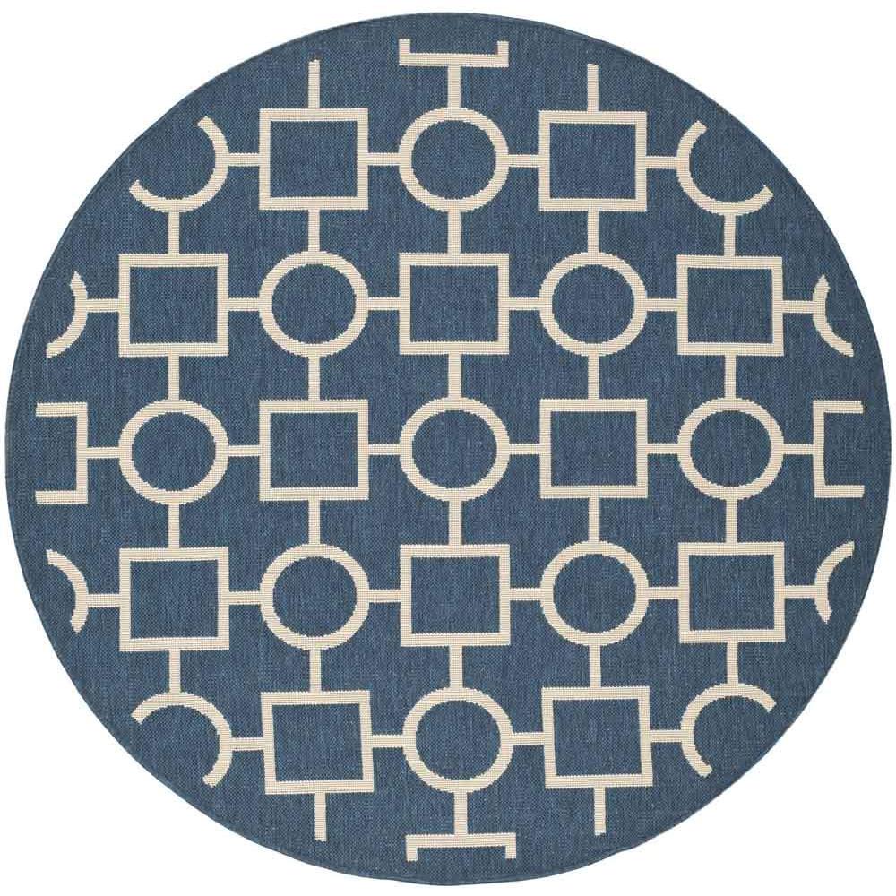 COURTYARD, NAVY / BEIGE, 5'-3" X 5'-3" Round, Area Rug, CY6925-268-5R. Picture 1