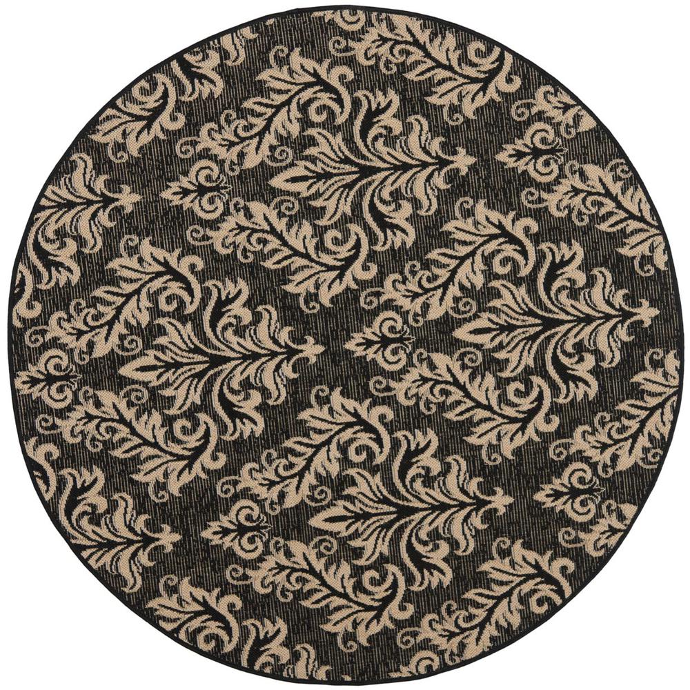 COURTYARD, BLACK / CREME, 5'-3" X 5'-3" Round, Area Rug. Picture 1