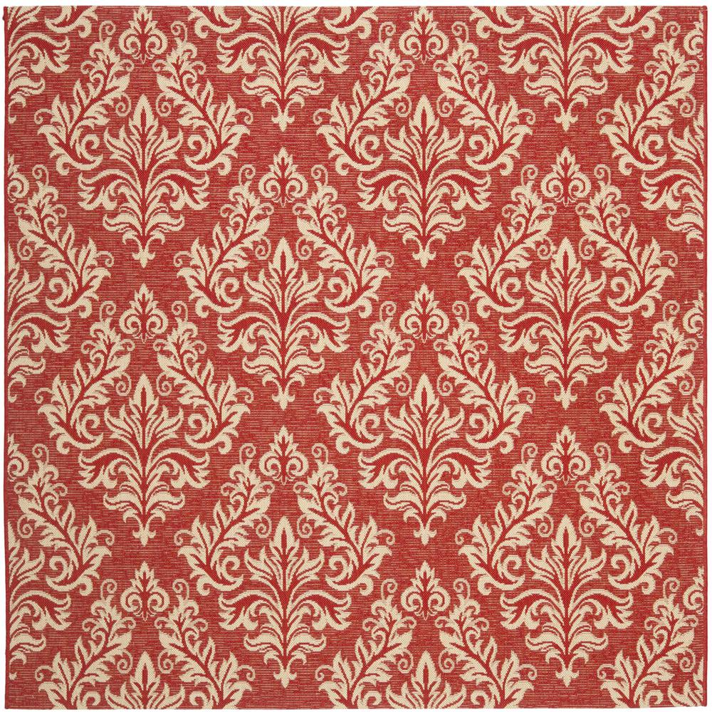 COURTYARD, RED / CREME, 6'-7" X 6'-7" Square, Area Rug. Picture 1