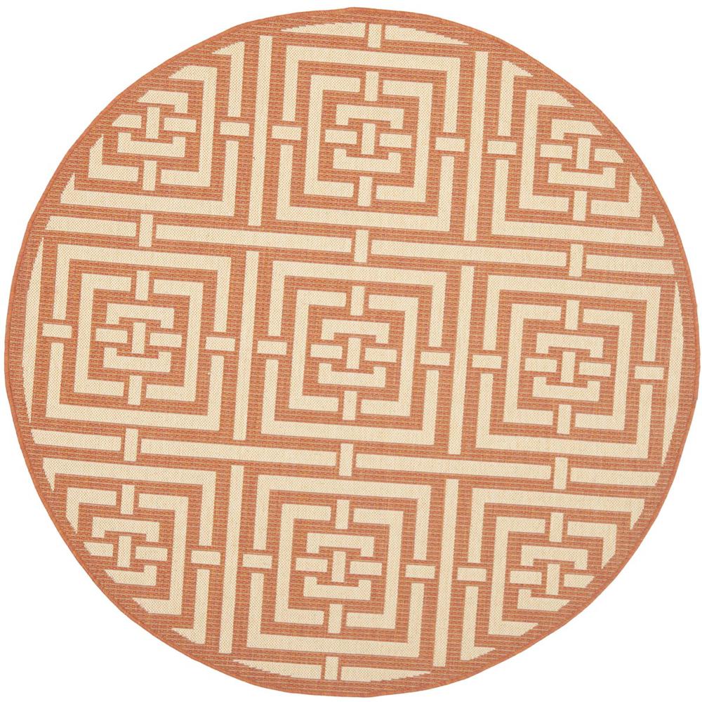 COURTYARD, TERRACOTTA / CREAM, 5'-3" X 5'-3" Round, Area Rug. Picture 1