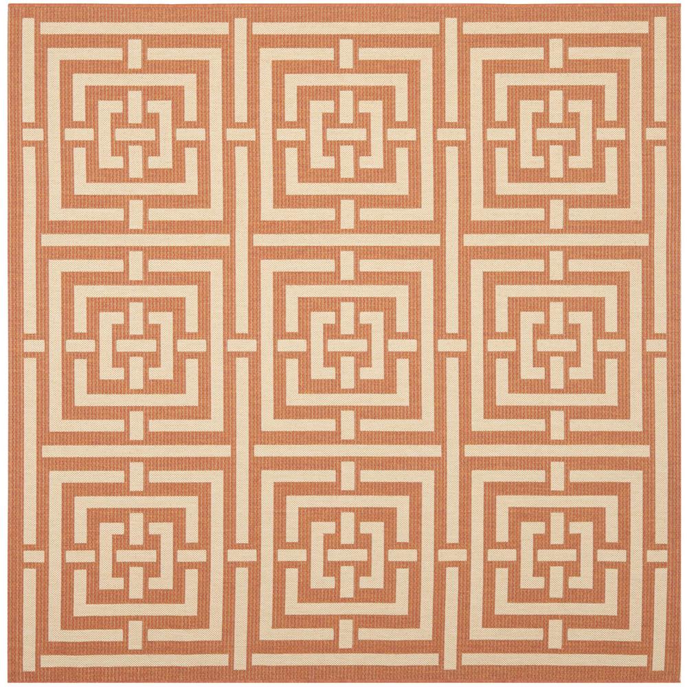 COURTYARD, TERRACOTTA / CREAM, 6'-7" X 6'-7" Square, Area Rug. Picture 1