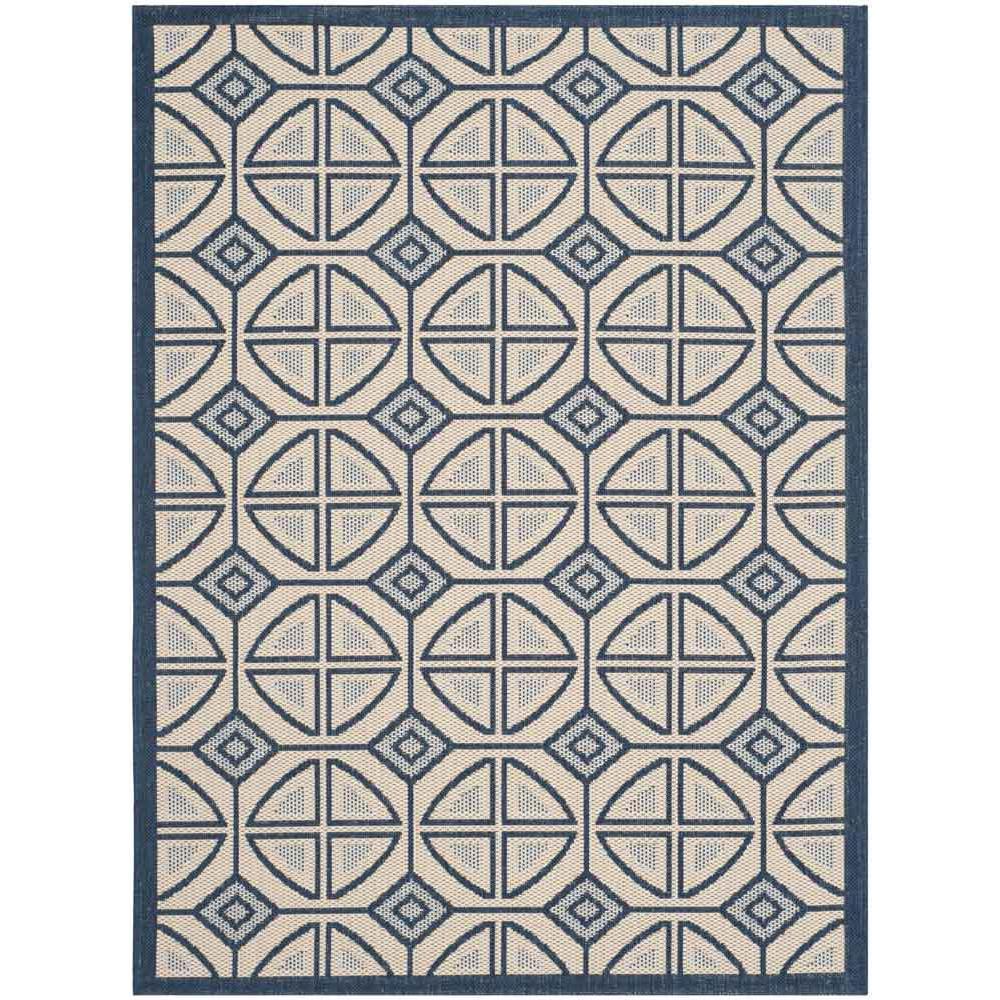 COURTYARD, BEIGE / NAVY, 4' X 5'-7", Area Rug, CY7017-258-4. Picture 1