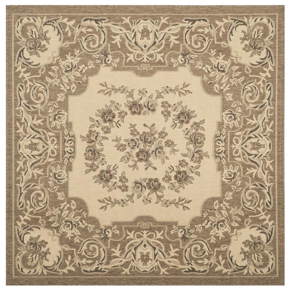COURTYARD, CREME / BROWN, 6'-7" X 6'-7" Square, Area Rug. Picture 1