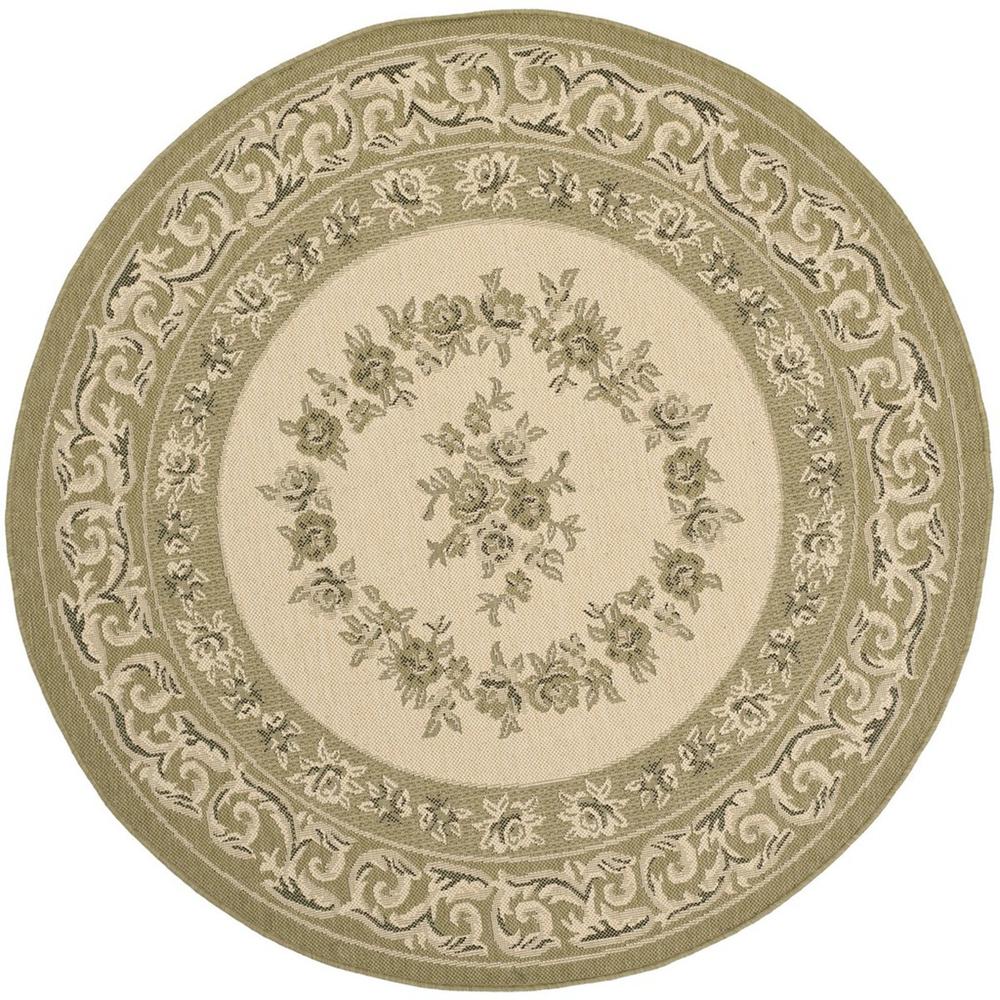 COURTYARD, CREAM / GREEN, 5'-3" X 5'-3" Round, Area Rug, CY7208-14A5-5R. Picture 1