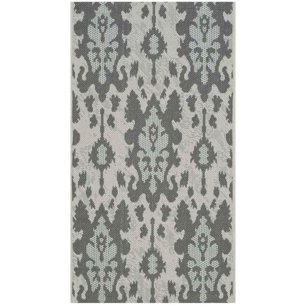 COURTYARD, LTGY ANTHRACITE / AQUA WEFT, 2' X 3'-7", Area Rug. Picture 1