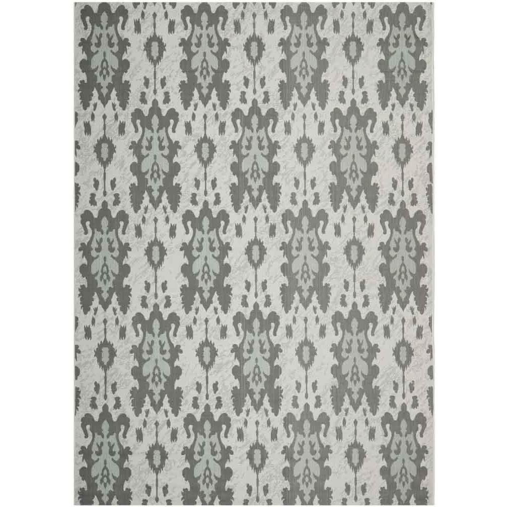 COURTYARD, LTGY ANTHRACITE / AQUA WEFT, 8' X 11', Area Rug. Picture 1