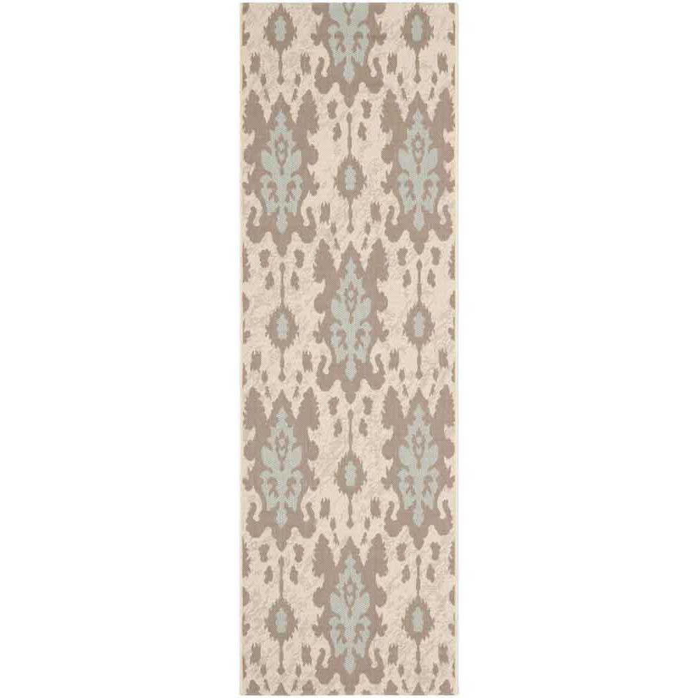 COURTYARD, BEIGE DK BEIGE / AQUA WEFT, 2'-7" X 8'-2", Area Rug. Picture 1